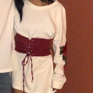 White red corset flower dress